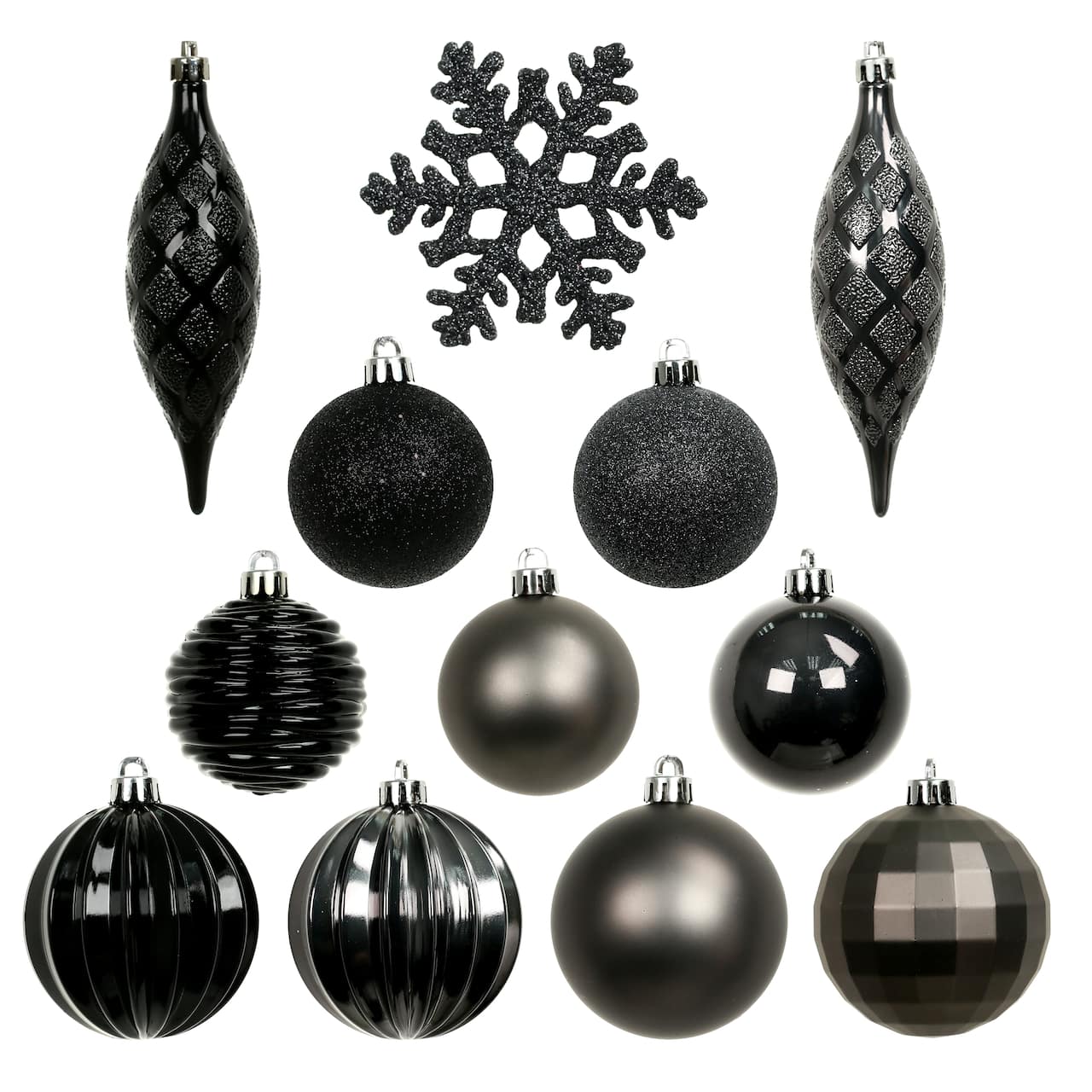34 Pack Black & Gun Metal Silent Night Shatterproof Ornaments by Ashland®